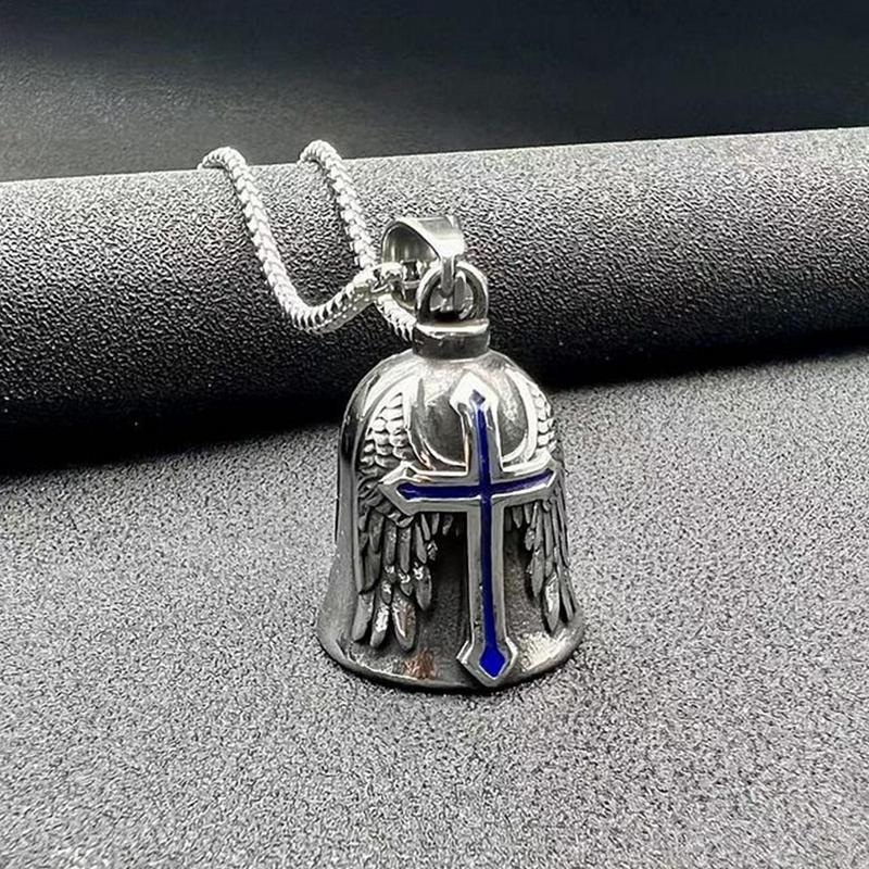 Vintage Ornament Motorcycle Bell Charm Riding Bell Necklace for Men Motorcycle Accessories Jewelry with Stainless Steel Chain