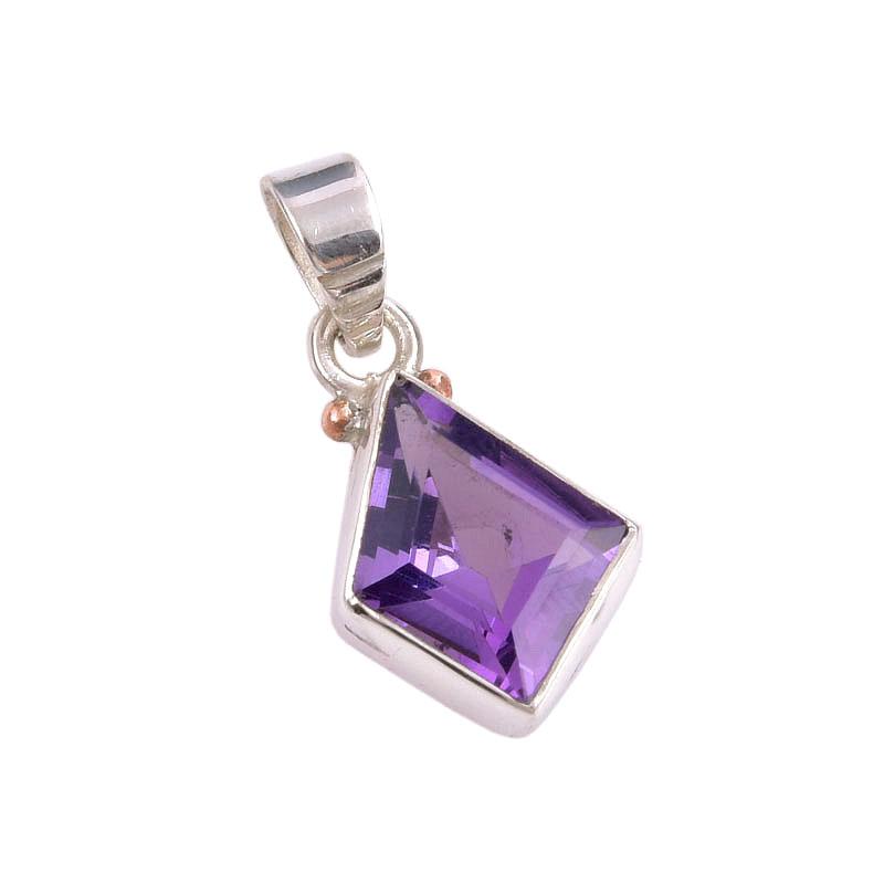 Natural African Amethyst Gemstone 925 Solid Sterling Silver Gift Pendant 1" V4u94