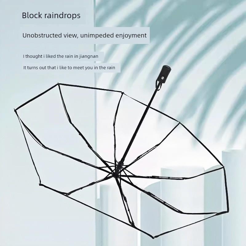 2026 New Model Transparent Umbrella, Fully Automatic, Compact and Portable, Stylish for Girls, Suitable for Car Use and Students Going To School