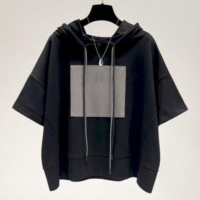 Women Korean Style Casual Oversized T-Shirts Drawstring Hooded Short Sleeve T-shirt Summer Loose Fashion Tshirts Harajuku Tops
