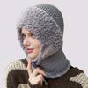 Outdoor Headgear Solid Color Plush Trim Windproof Warm Face Guard Scarf Hat Skiing Hiking Biking Winter
