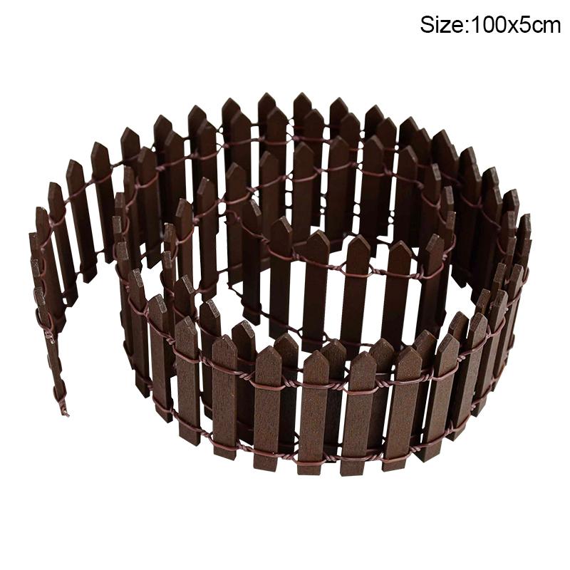 100CM Mini Wooden Fence Fairy Garden Fence Miniature DIY Fairy Garden Accessories Wood Barrier Dollhouse Home Craft Decoration