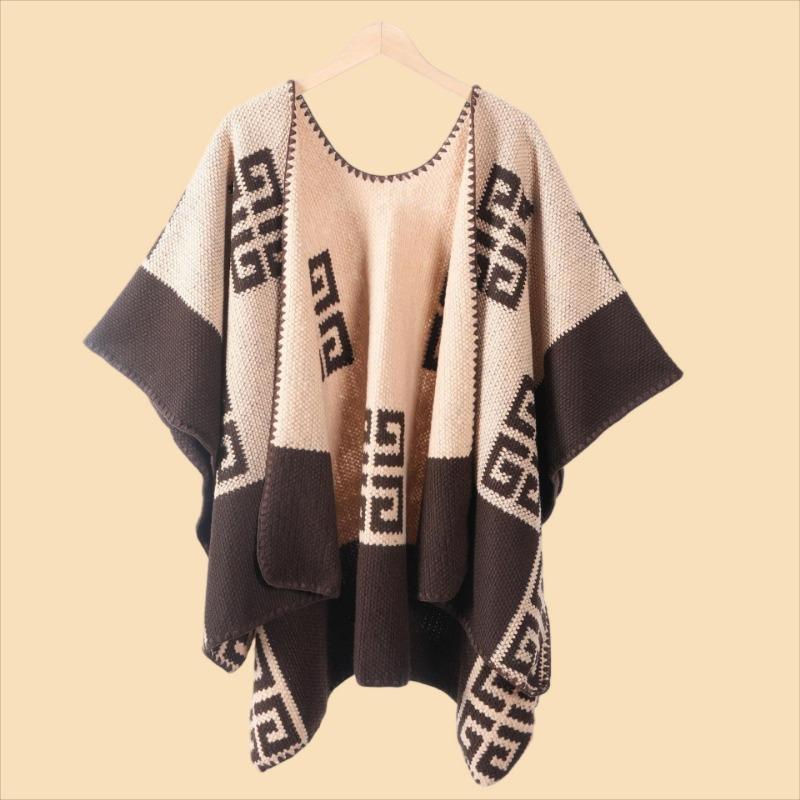 Simple ink painting shawl women with high-end fashion cape jacket autumn and winter high-end imitation cashmere scarf