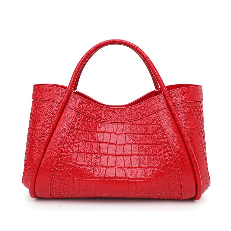 Модные сумки-тоут большой емкости через плечо с узором под крокодиловую кожу женские сумки класса люкс красный