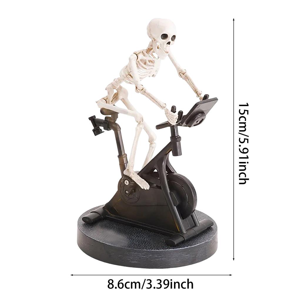 Halloween Resin Statues Skeleton Riding Bike Figurines Halloween Skeleton Decorations Desktop Ornament Festival Home Decor