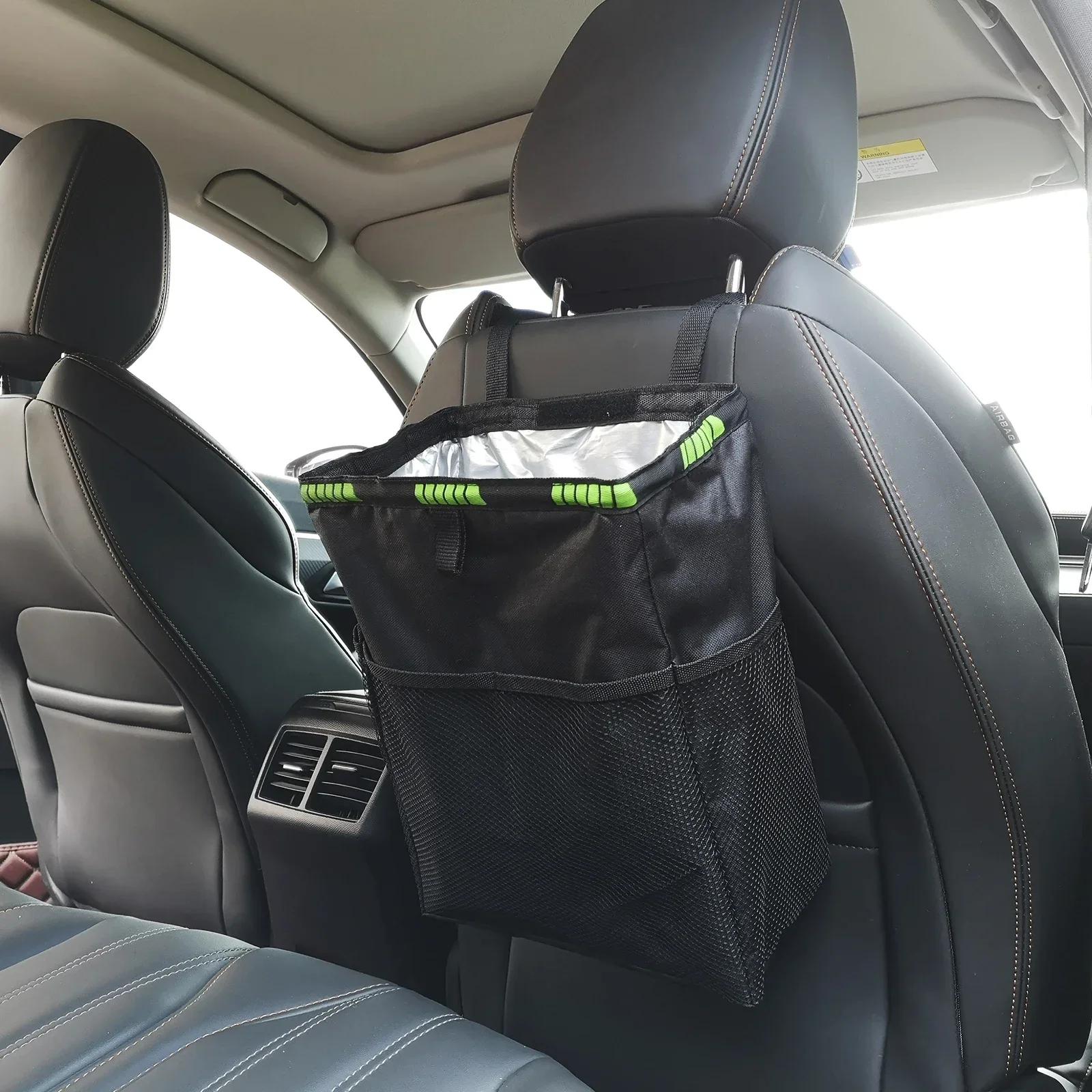 

1 Pcs Black Car Waterproof Trash Bag Trash Can Garbage Waste Storage Bin Easy To Fold Large Capacity Can Receive Liquid чёрный