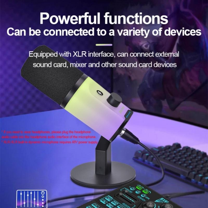 Clear USB Condenser Microphone With Color Light Effects Noise Cancellation For Streaming Podcasts PC Recording