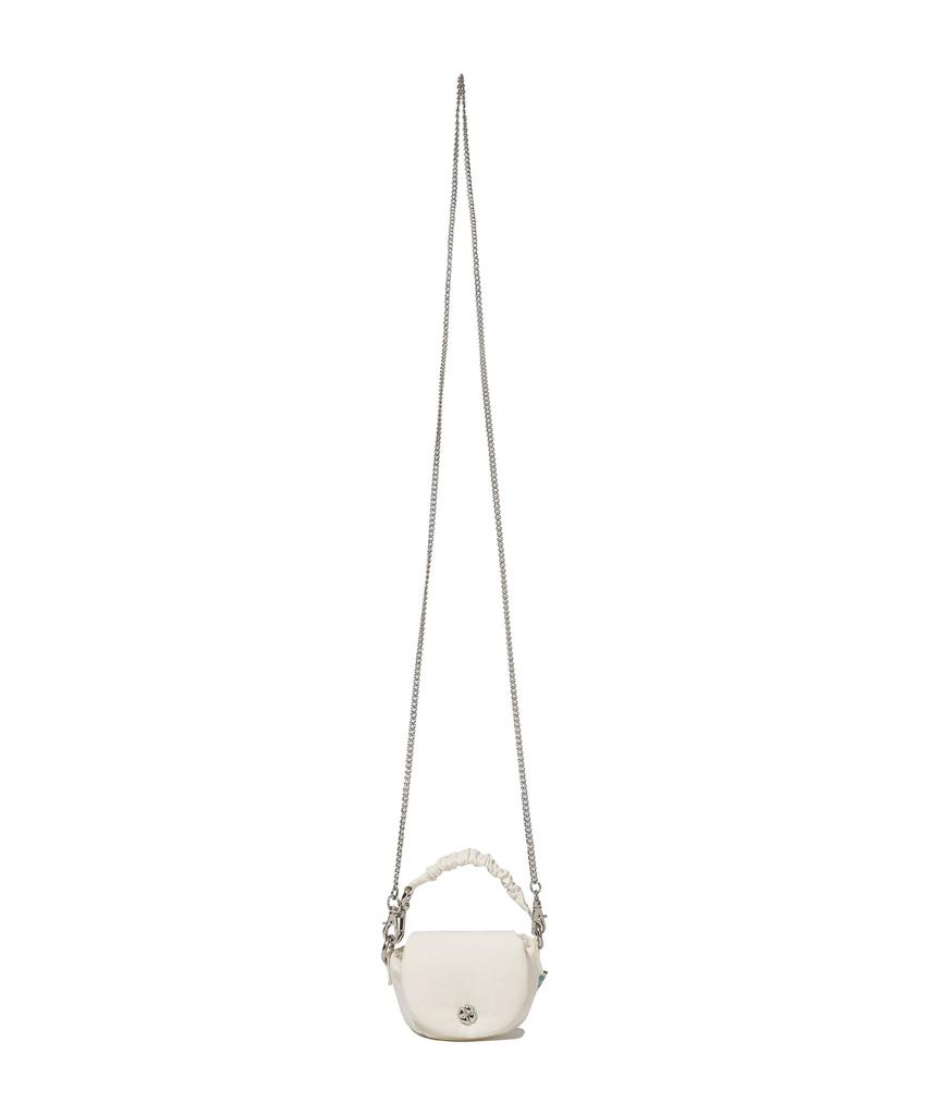 Covernat Woman Clover Heart Shirred Pouch Bag Ivory