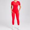 European & American 3D Backless Short Sleeve Jumpsuit - Autumn/Winter Yoga Activewear