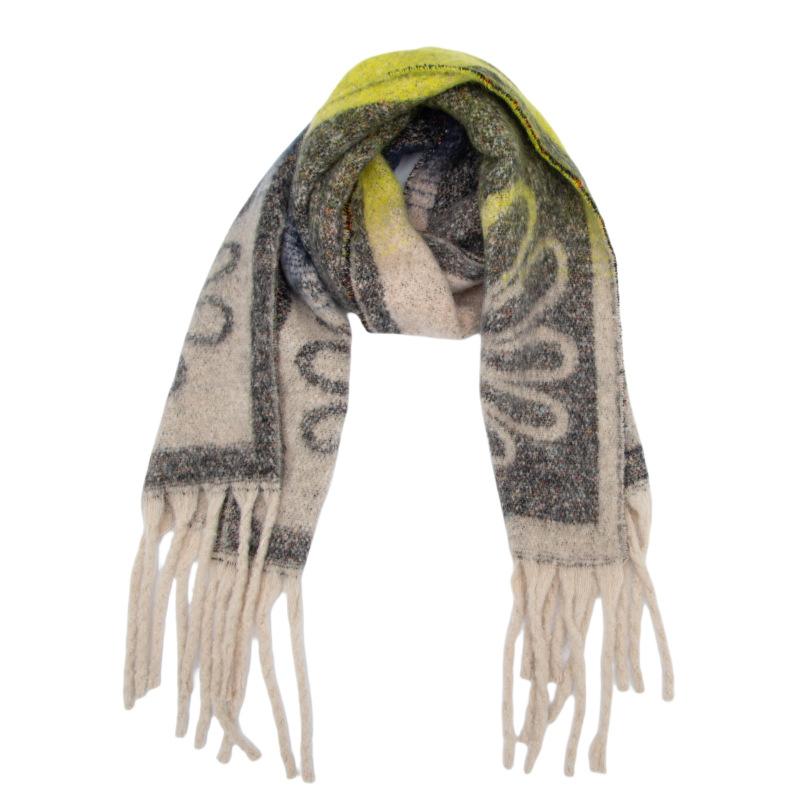 Autumn and winter new loop yarn imitation mohair jacquard small flower scarf