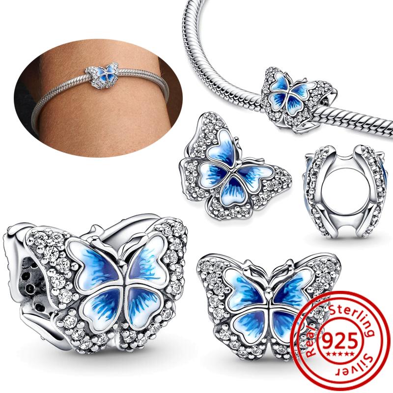 925 copper Bee Caterpillar Butterfly Dragonfly Ladybug Four Leaf Clover Lucky Charm Beads Fit Pantaro Bracelet Fine Zircon Gift