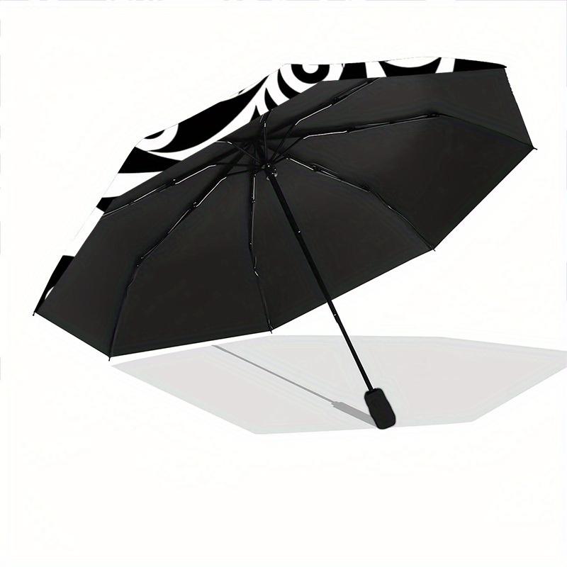 1pc Black and White Design Automatic Opening/closing Umbrella with Auto Open/Close, Perfect Gift for Friends, Durable Plastic Handle Yy250801141