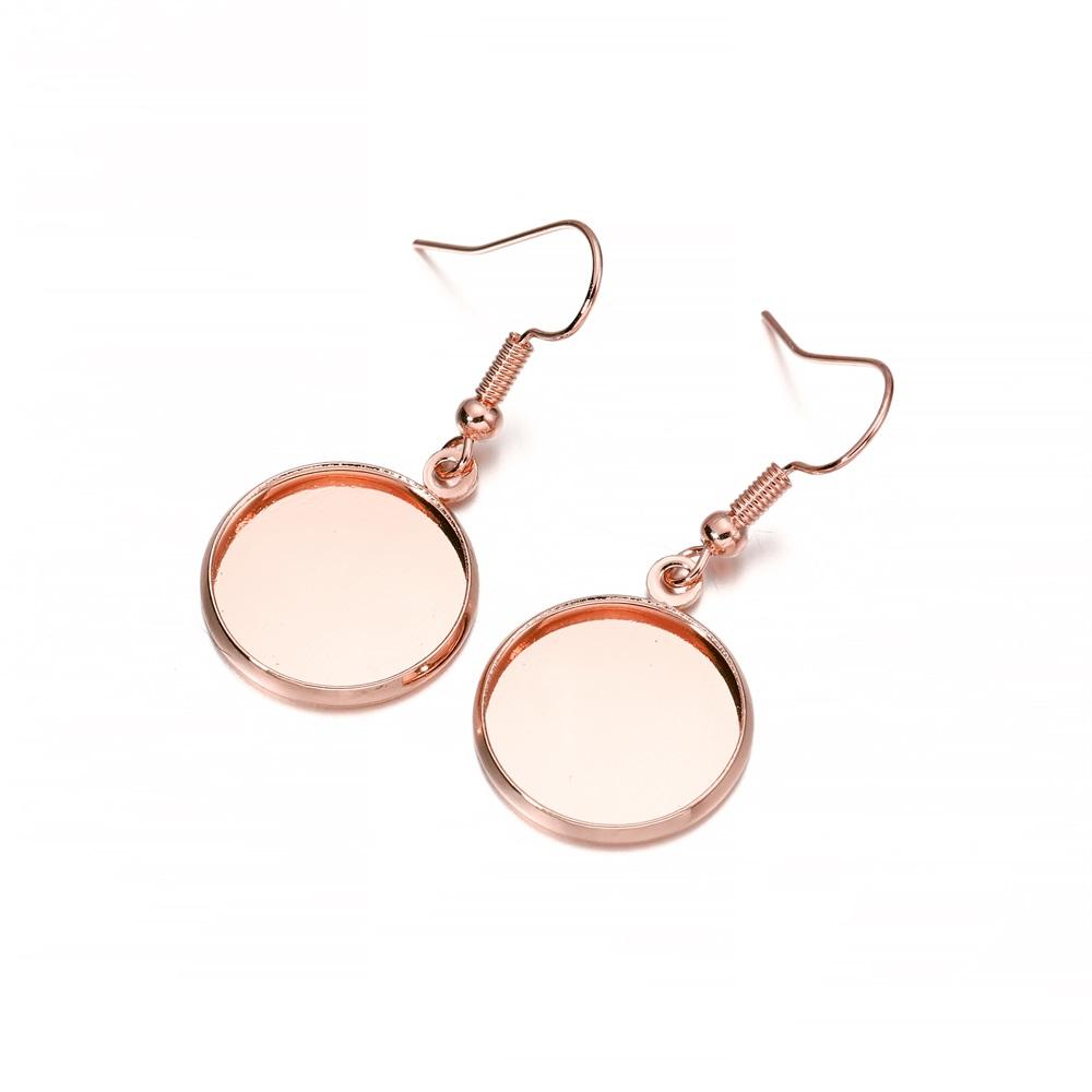 10pcs 10-25mm Tray Bezel Cabochon Earring Hook Blank Setting Round Pendant Ear Base Findings For DIY Glass Cameo Jewelry Making
