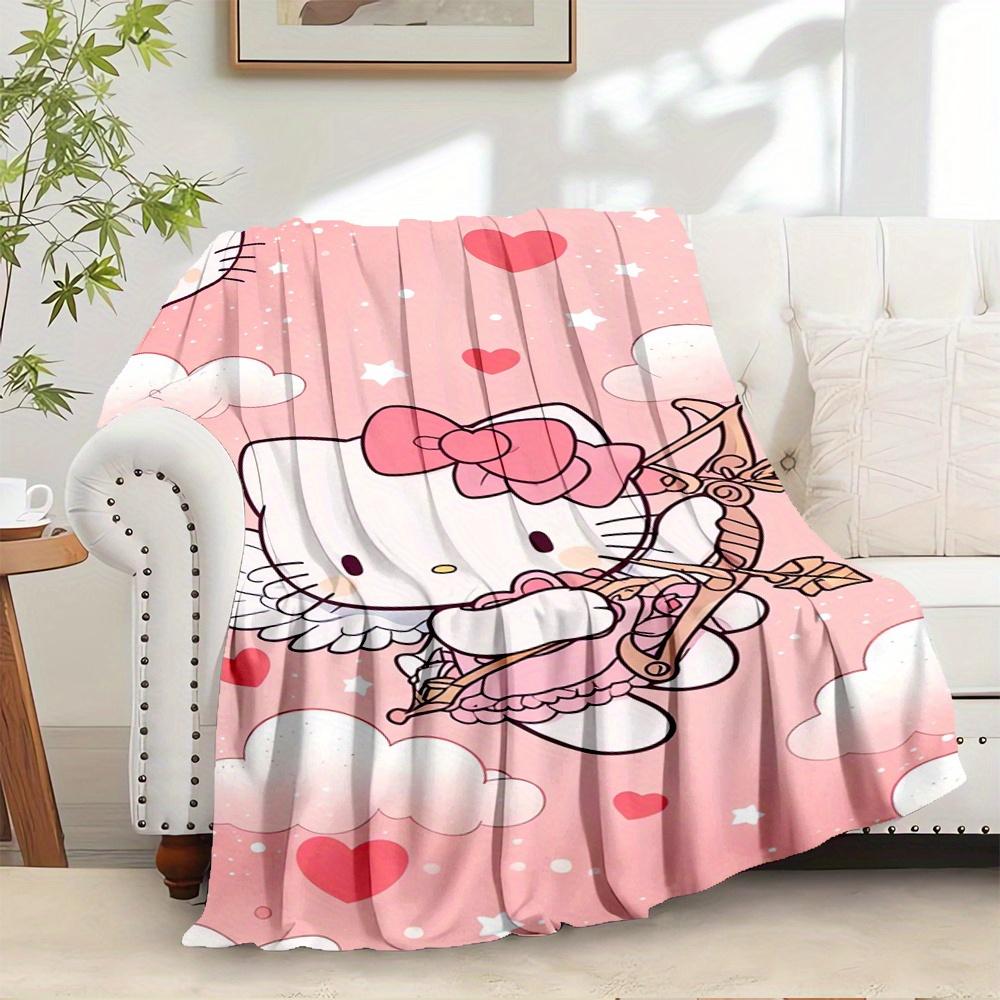 

For Cupid, Hello Kitty, LoveAnime-Themed Flannel Blanket, Glam Style, Digital Print, All-Season Comfort, Tear-Resistant, Knitted Craftsmansh 130x150cm