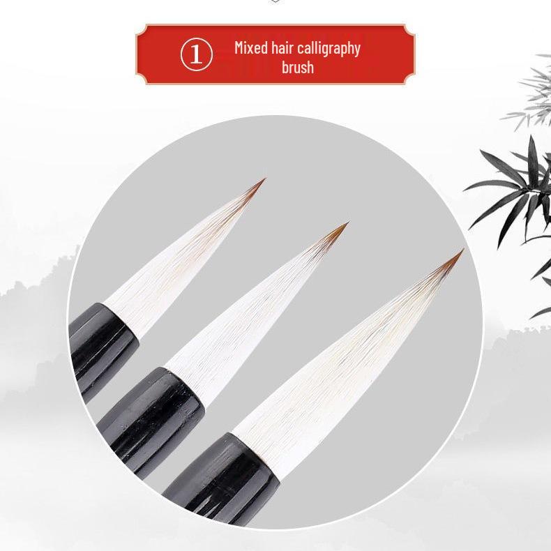 Beginner Calligraphy & Painting Brush Set: Large, Medium, Small Wolf Hair Brushes for Regular Script