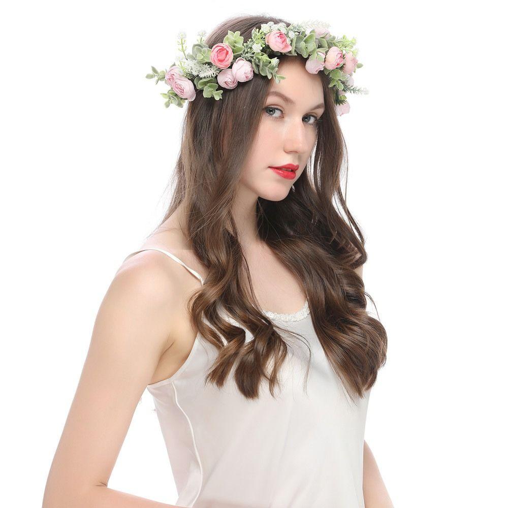 Forest Flower Crown Festival Wedding Floral Headpiece Trendy Flower Headbands  for Women Girls
