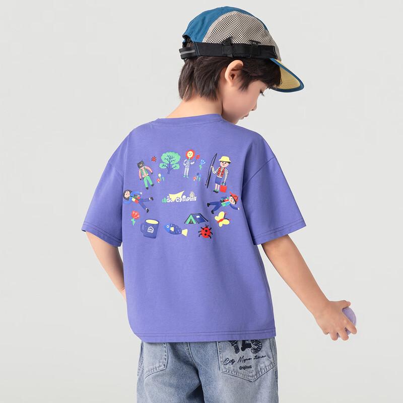 Duoduo Home Boy s Cool-Touch Cotton Forest Camping Cartoon Print T-Shirt 130