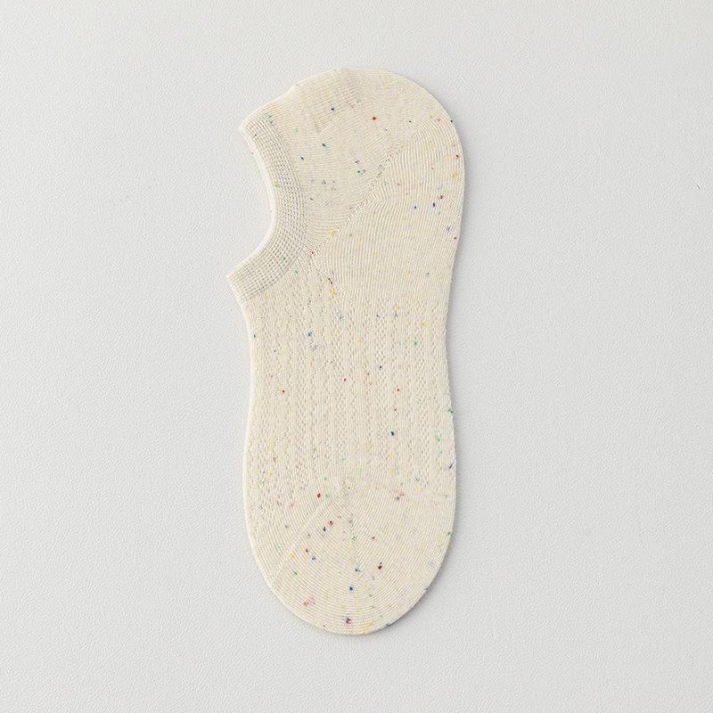 

Женские тонкие хлопковые носки в горошек для весны и лета, невидимые короткие носки с неглубоким вырезом, силиконовые противоскользящие носки с пяткой, не сползающие 1 pair кремовый