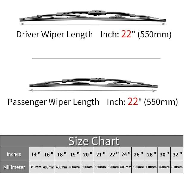 Replacement For Chevrolet Silverado 1500 2500 3500 Windshield Wiper Blades - 22"+22" Front Window Wiper - Fit 1999-2006 -2024 Vehicles - OTUAYAUTO