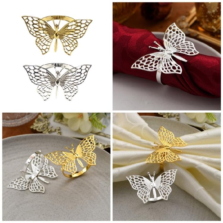 Set Of 12 Elegant Butterfly Napkin Rings Accessory For Enhancing Dining Ambiances At Weddings And Festival Meals