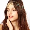 Fashionable Simulated Turquoise Decor Multi Layer Chain Design Headwear Women