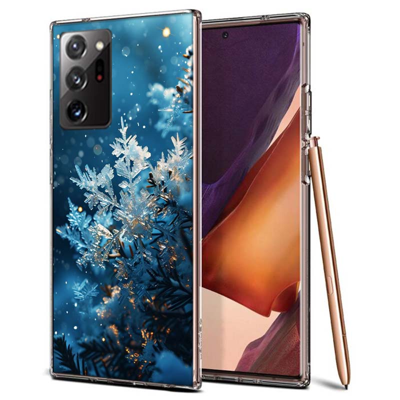 Snowflake Winter White Snow Christmas Phone Case for Samsung A55 A35 A25 A15 A07 A05S A16 A17 A26 A36 A37 A56 A57 Galaxy Note 20