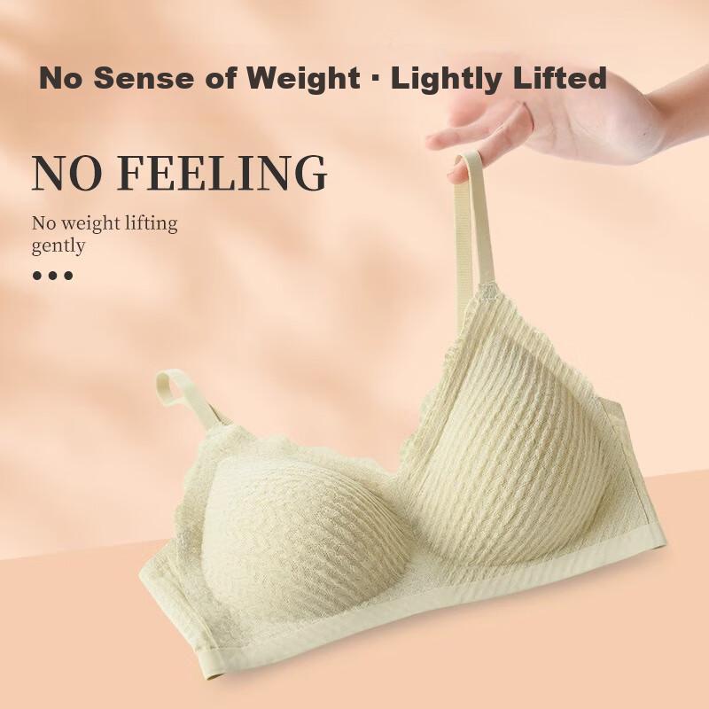 XUEXIMAN Wheat Ear Lace Camisole Bra for Women, Thin Latex Seamless Wireless Push-Up Bra for Small Breasts, Side Support, Breathable Brassiere