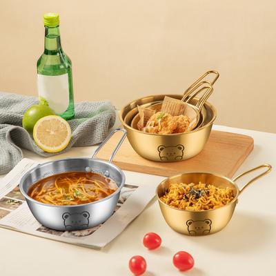 Ramen-Schüssel im koreanischen Stil Edelstahlnudelschüssel Mehrzweck-Snack-Obstsalatschüssel Induktionsherd beheizbar