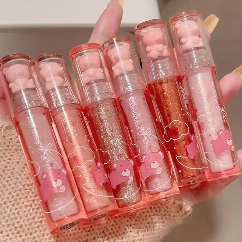Pearly Glitter Liquid Eyeshadow Stick Long-lasting Lustrous Dewy Finish Light Pink Coral Shade Brightening Skin Tone Face Highlighter Stick