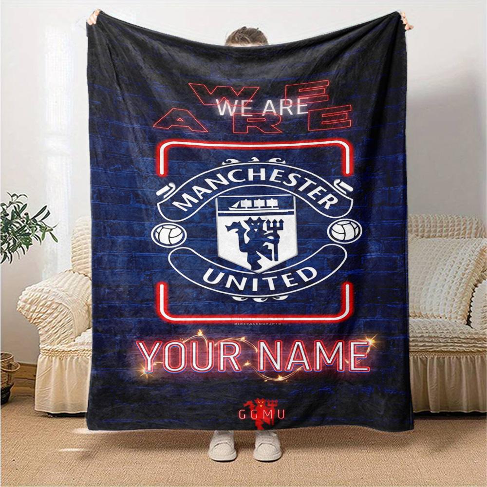 Manchester Customize Your Name Blanket Gift Customizable Blanket Soft Warm Cozy Perfect for Seaside Couch Office Living Room Four Seasons Multipurpose