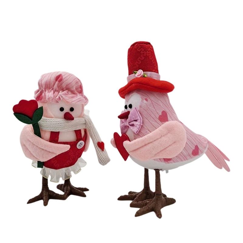 Valentines Day Decorations Bird  Ornament Figures Tiered Tray for Party Table Home Mantel Decorations