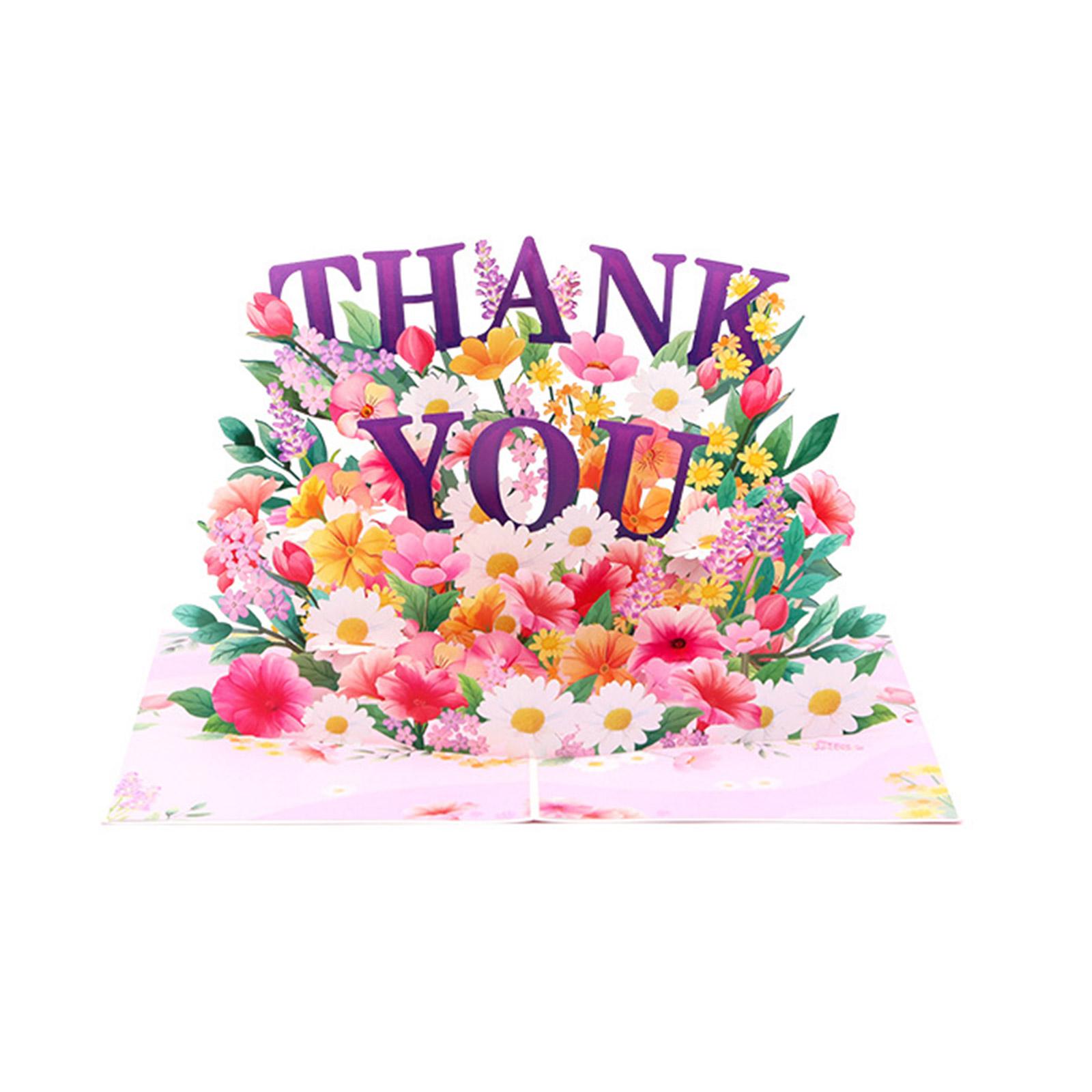 

3D Pop Up Thank You Greeting Card Heartfelt 3D Thank You Greeting Card in Pink for Birthdays and Milestone Events