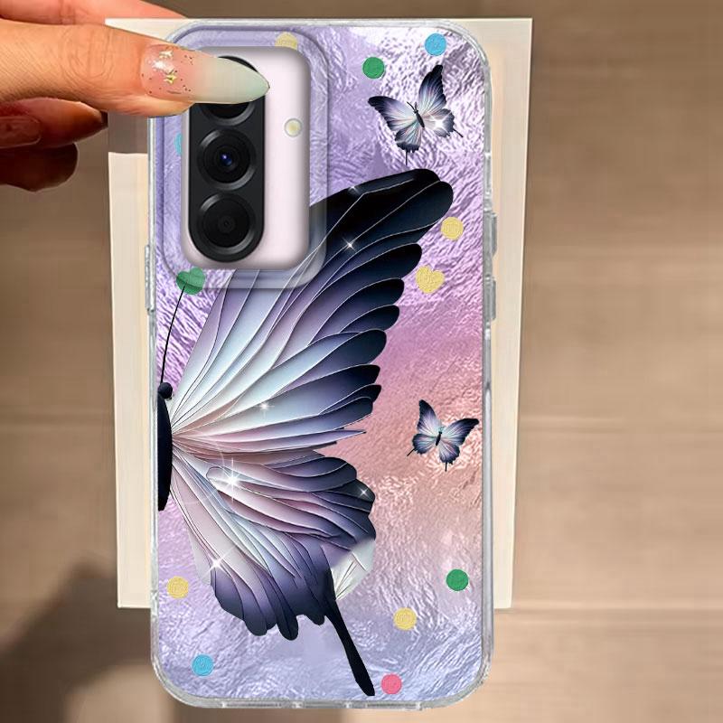 

Чехол для Samsung Galaxy A56 A36 A16 A25 A35 A26 S25 S24 Plus Ultra FE Чехол для телефона Фиолетовый Синий Бабочка Для Samsung A55 Мягкий Чехол Samsung S21 FE белый