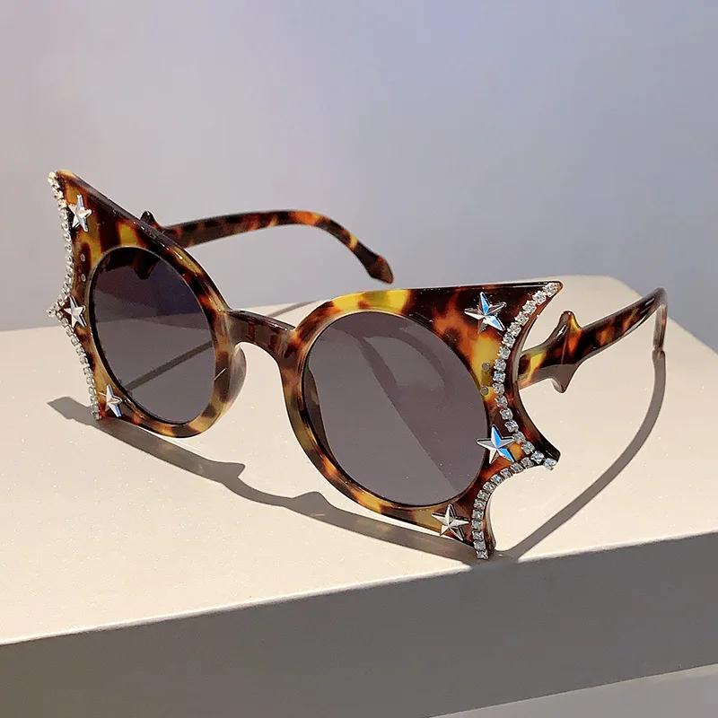 Fashion Vintage Diamond Bat Sunglasses Women For Men Sun Glasses Punk Star Luxury Brand Designer Halloween Party Shades UV400