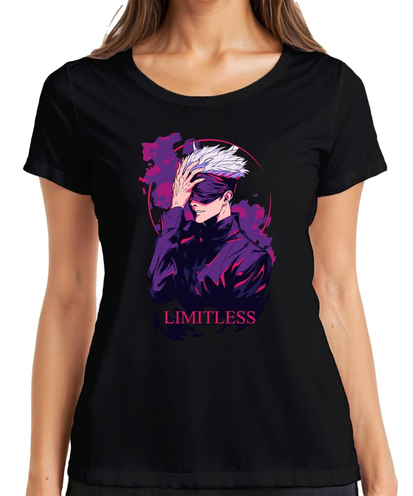LIMITLESS Anime Augenbinde weißes Haar Manga Fan Geschenk Retro Damen T-Shirt XXXXL