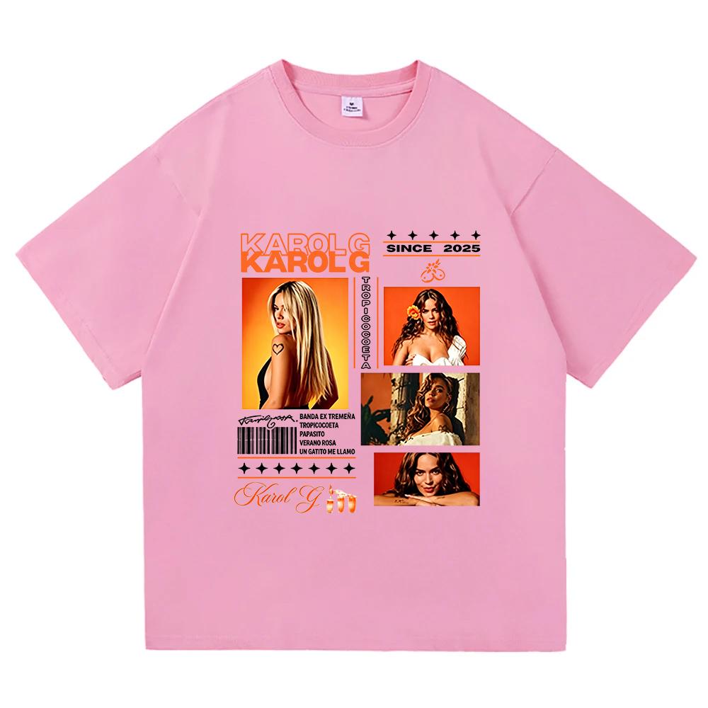 Singer Karol G Graphic Tshirt Summer Cotton Unisex Unisex Clothing Loose Casual Short Sleeve Oneck Tshirts Unisex Streetwear Tees