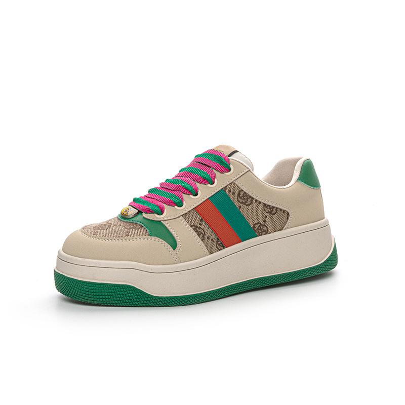 

Four Seasons Color Trendy Shoes Casual Lace-Up Round Head Comfortable Soft Flat Bottom Versatile Academy Wind Board Shoes Women s Shoes 37 зелёный