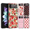 Hard PC Phone Case For Samsung Galaxy Z Flip 7 6 5 4 Black Cover For Galaxy Z Flip 3 Foldable Strawberry & Ditsy Floral Pink Bag