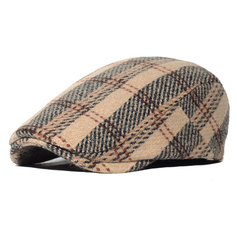 Herre Rutet Newsboy Hat Høst Vinter Mann Beret Menn Og Kvinner England Gatsby Retro Hat Driver Flat Cap