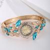 Korean Women's Rhinestone Leaf Quartz Watch Decorative Bracelet Wristwatch