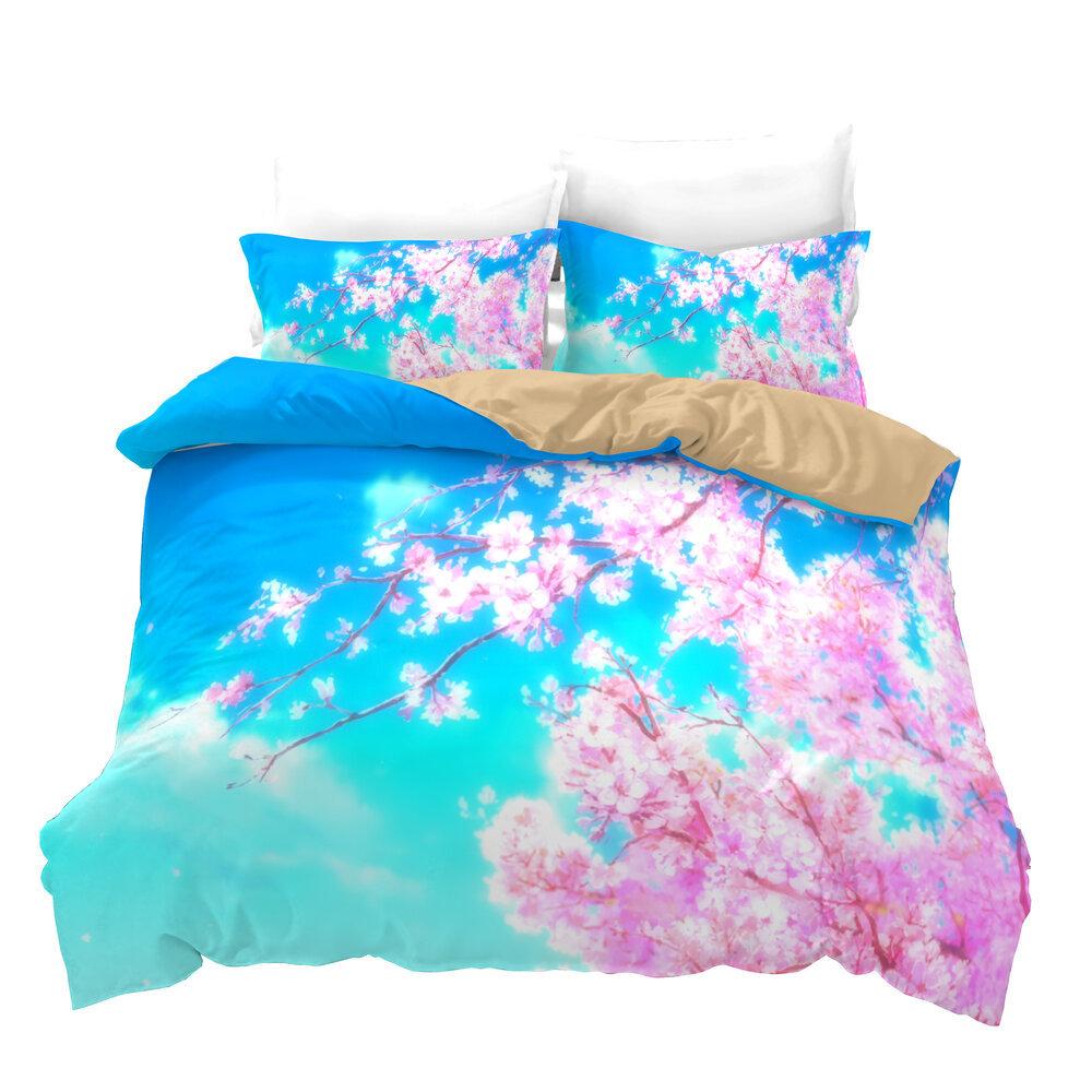 Kiraz Çiçeği Manzarası, E-Ticaret Üç Parça Amerikan 3D Dijital Baskı Seti