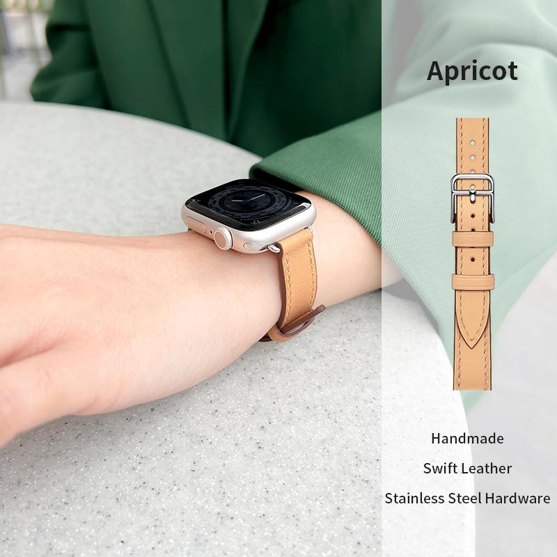 Cinturino in Pelle 14MM Per Cinturini Apple Watch 45mm 38mm 49mm 40mm 42mm 41mm Bracciale Smartwatch da Donna iWatch Tutte le Serie