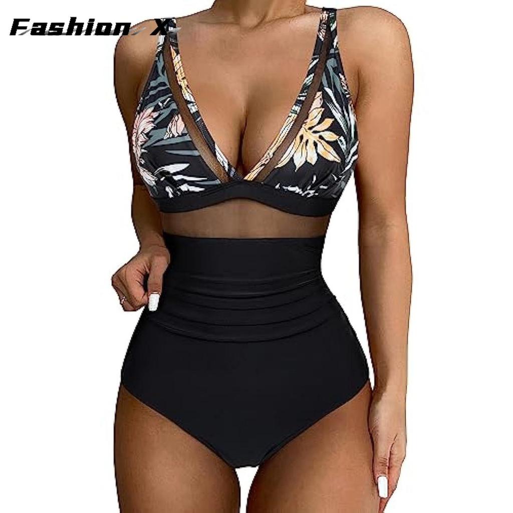 Solid One-piece Swimsuit Women Deep V-neck Removable Bra Plain Monokinis New Summer Beach Swimwear Swimsuit Female
