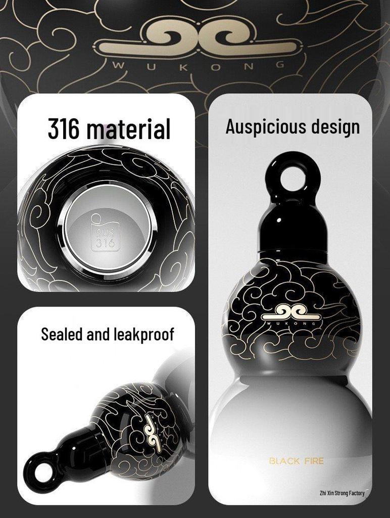 Unisex Gourd Thermos Cup: Stylish 2025 Design, Large Capacity, Straw, Portable, Perfect Gift