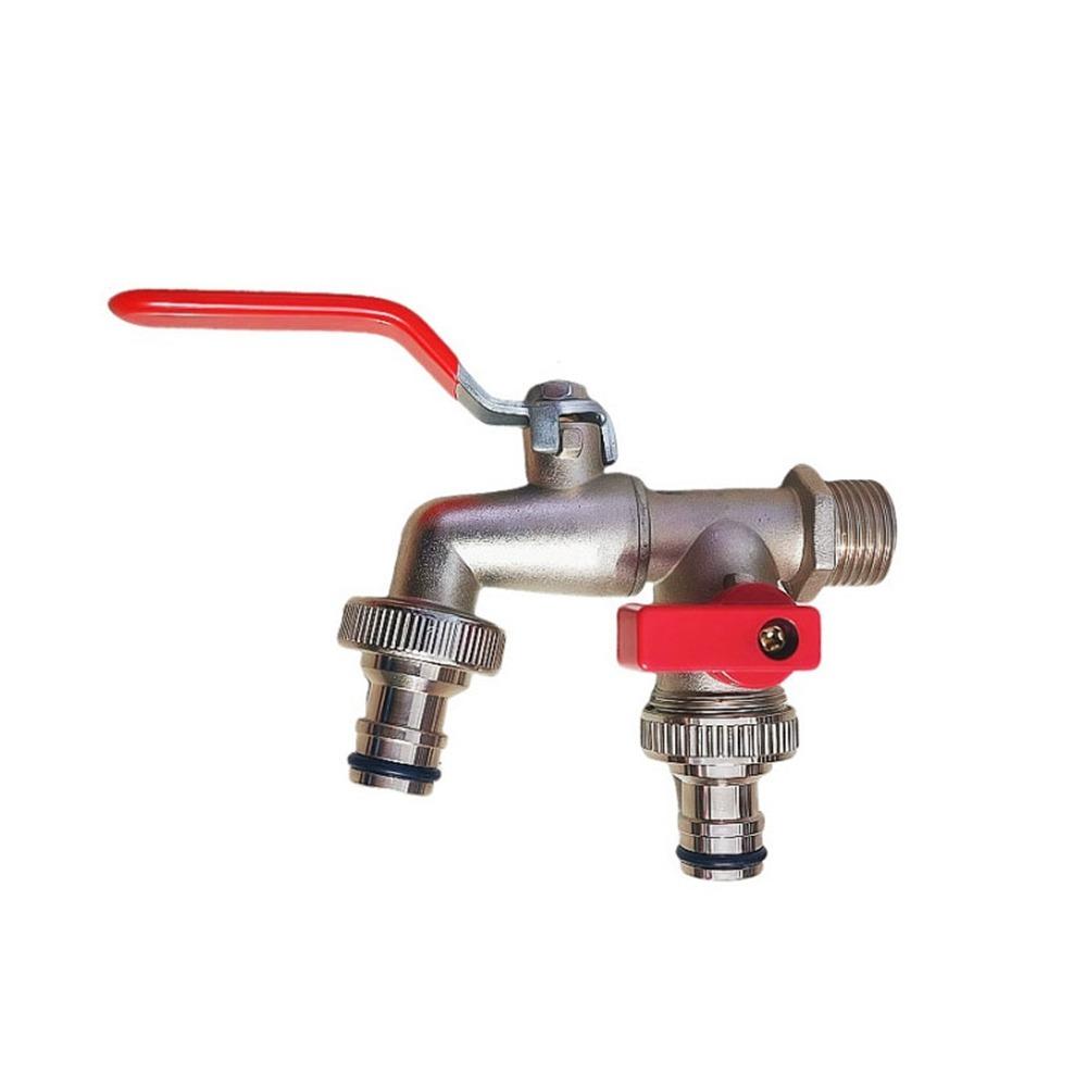 1 Inlet 2 Outlet Dual Nipple Faucet Universal Double Valve Faucet  Washing Machine