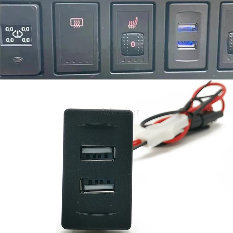1PC Fit For VW Transport T4 Car Dual USB Charger Socket Blue Light Dual USB Port Power Charging Adapter