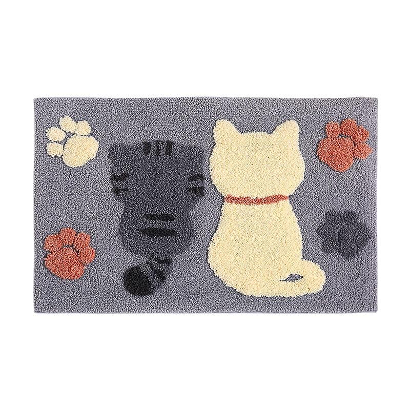 Cartoon Flocking Bedroom Bathroom Toilet Moisture-wicking Slip-resistant Carpet Floor Mat Cute Cat Entrance Door Mat