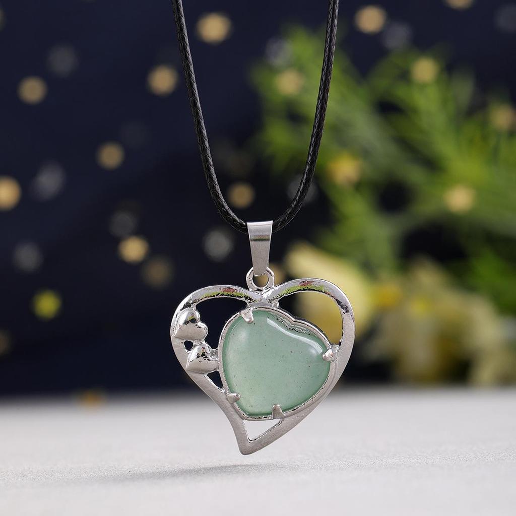 Minimalist Natural Stone Heart Pendant Necklace - Trendy Valentine's Gift for Her