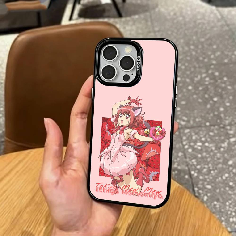 Magical Girl Tokyo Mew Mew Phone Case For iPhone17,16,15,14,13,12,11 Plus,Pro Max Colored Silver Plated Inside Cover