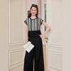 Women's Casual Lace Striped Two-Piece Set